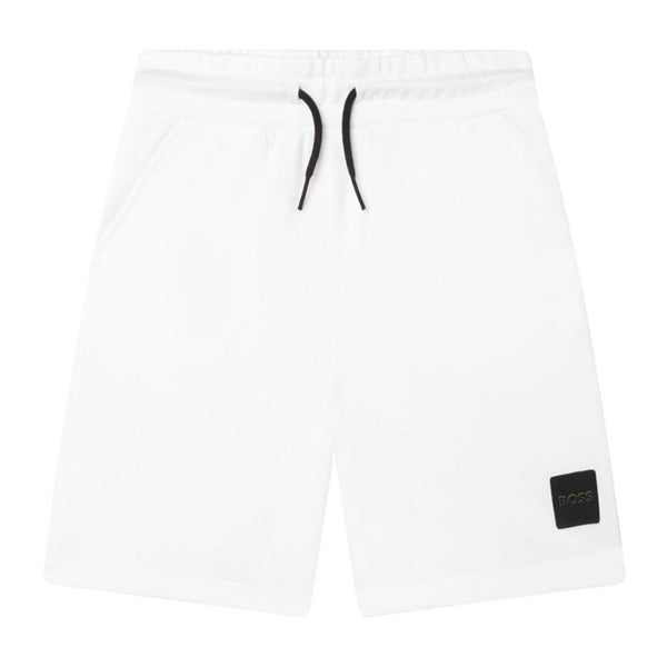 Boys White Jersey Logo Shorts