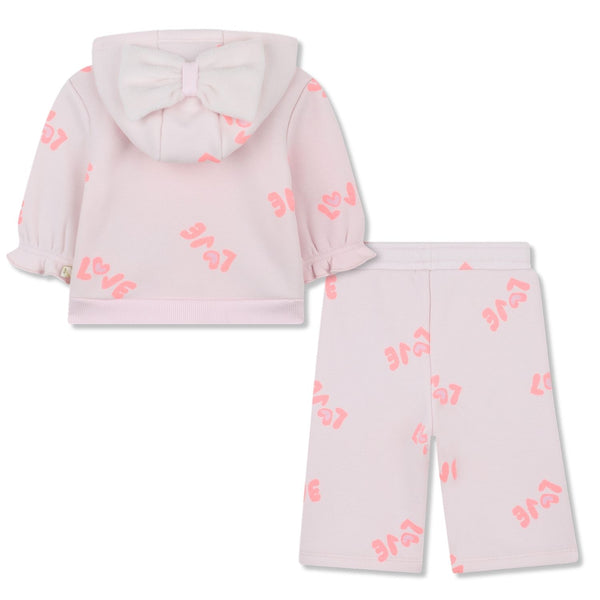 Baby Girls Pink Bow Hooded Zip-Up Tracksuit