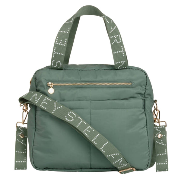Unisex Khaki Green Logo Strap Changing Bag