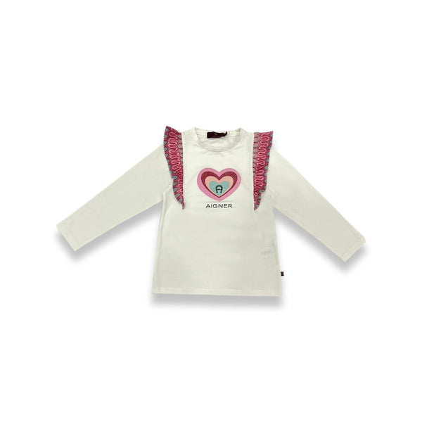 Girls Ivory Cotton Logo-Print T-Shirt