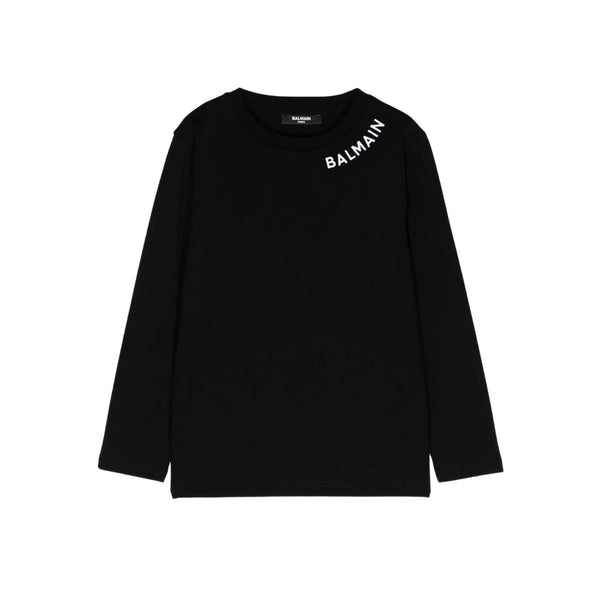 Unisex Black Cotton Embroidered Logo T-Shirt