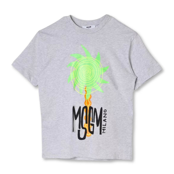 Boys Grey Graphic-Print Cotton T-shirt