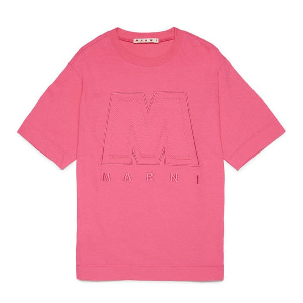Girls Pink Jersey T-Shirt With Big M Logo
