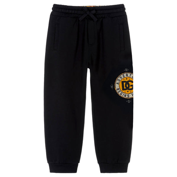 Boys Black Logo-Patch Joggers