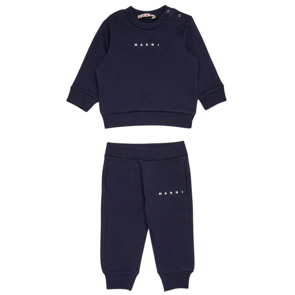 Baby Unisex Blue Logo-Embroidered Tracksuit