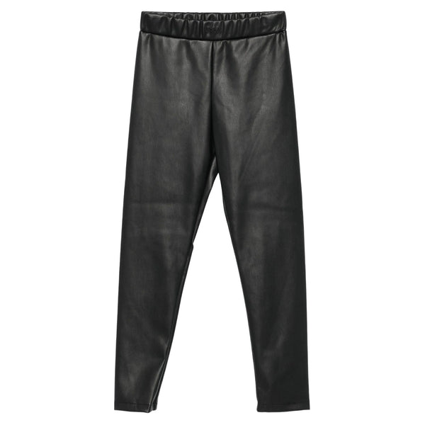 Girls Black Waist Embroidered Logo-Print Leggings