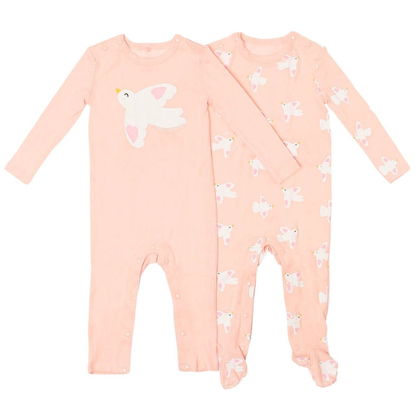 Baby Girl Pink Logo-Print Rompers Set Of 2