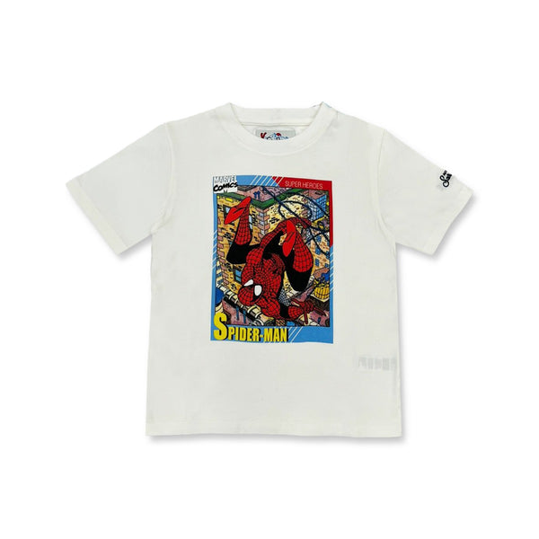 Boys White Cotton Spiderman T-Shirt