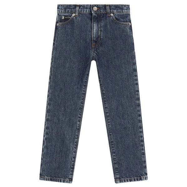 Boys Blue Logo-Plaque Skinny Jeans
