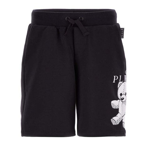 Black Teddy Print Shorts