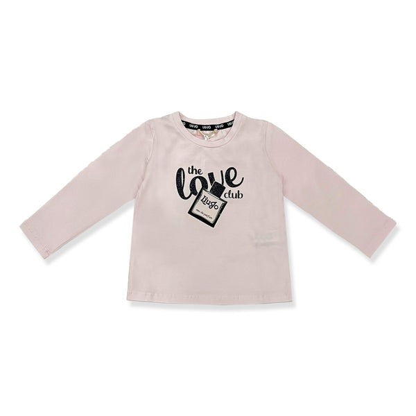 Girls Light Pink Logo Print T-Shirt