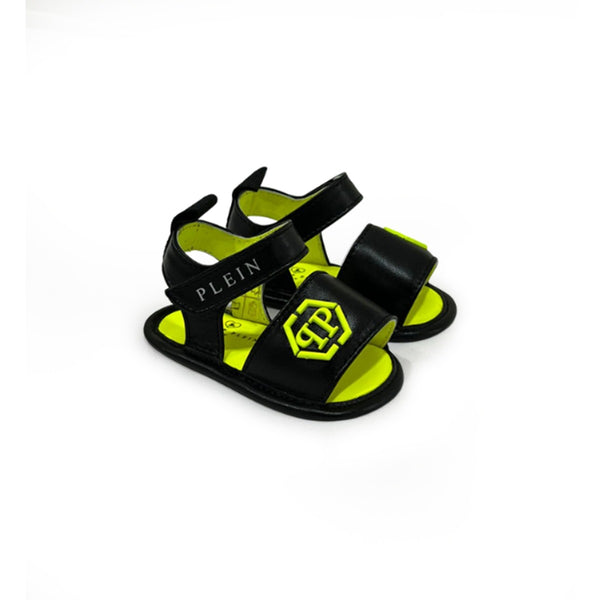 Baby Kids Black Leather Sandals