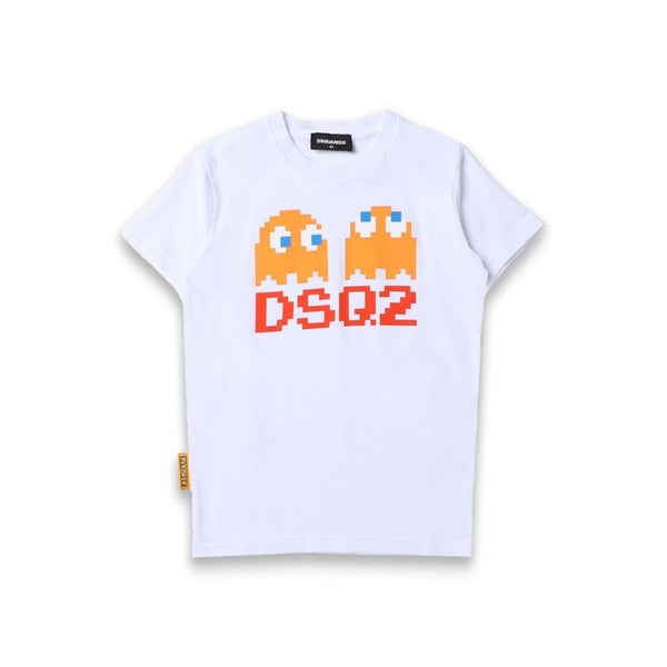 Kids White Graphic-Print Cotton T-shirt