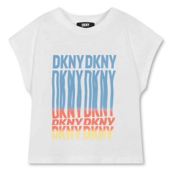 Girls White Logo-Print Cotton T-Shirts