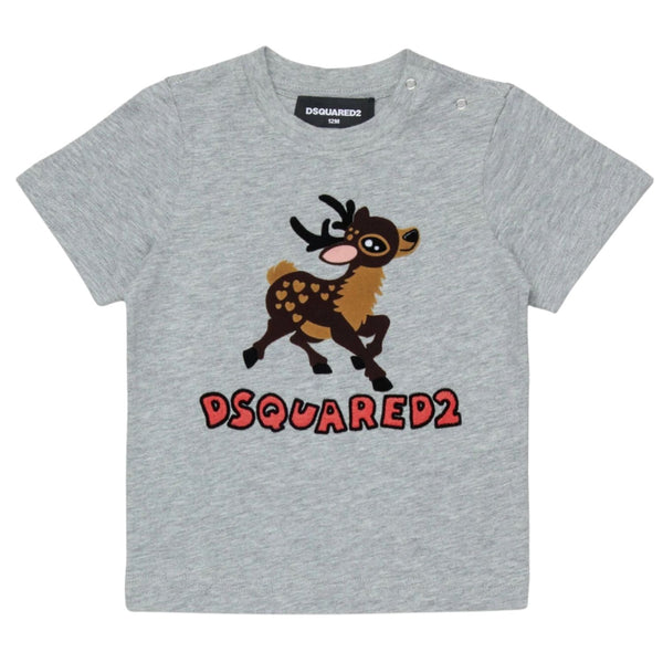 Baby Girls Grey Logo-Print T-Shirt