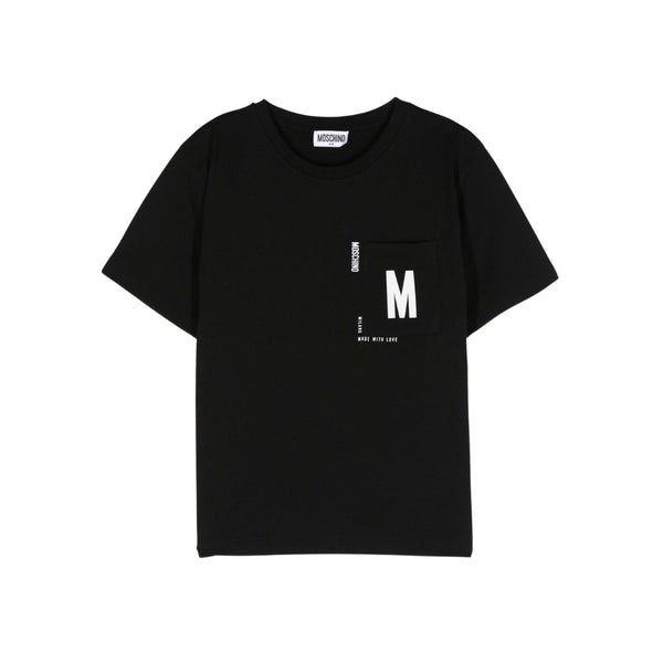 Unisex Black Logo-Print Cotton T-shirt