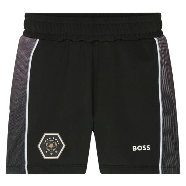 Boys Black Team Boss Football Shorts
