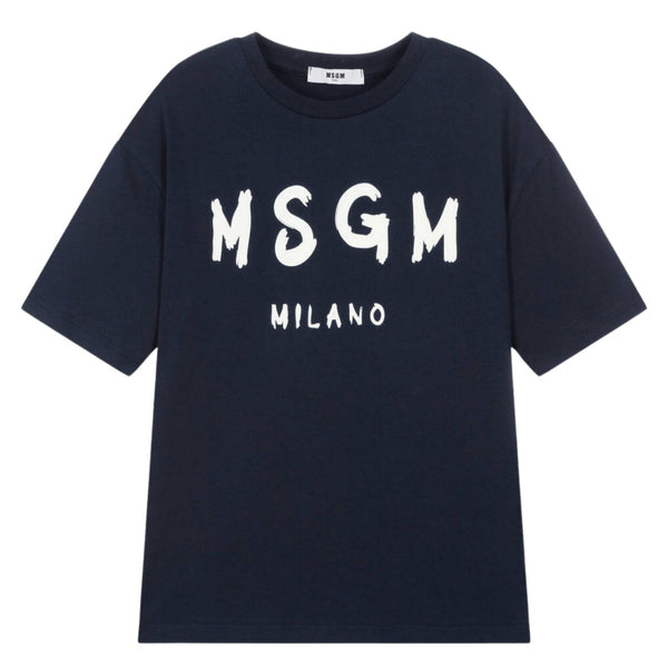 Unisex Navy Blue Logo Print T-Shirt