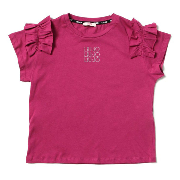Girls Pink Cotton Logo T-Shirt