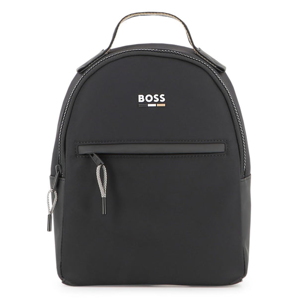 Boys Black Logo-Patch Mini Backpack