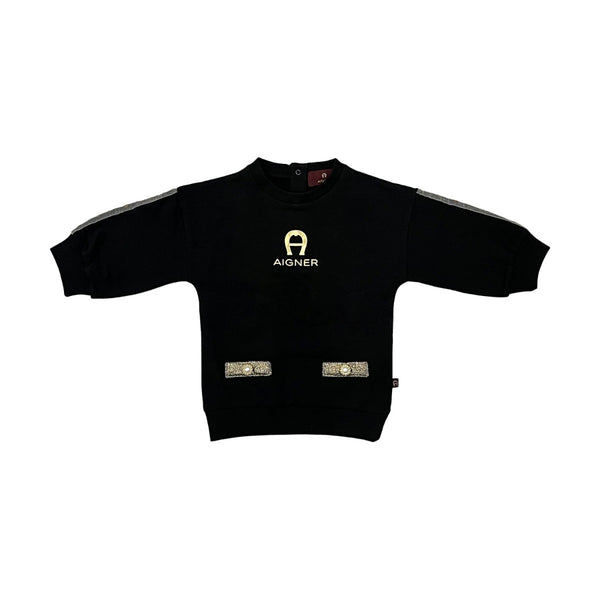 Baby Girls Black Logo-Print Sweatshirt