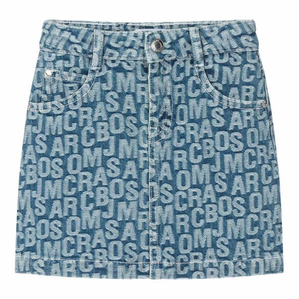 Girls Blue Jacquard Denim Skirt