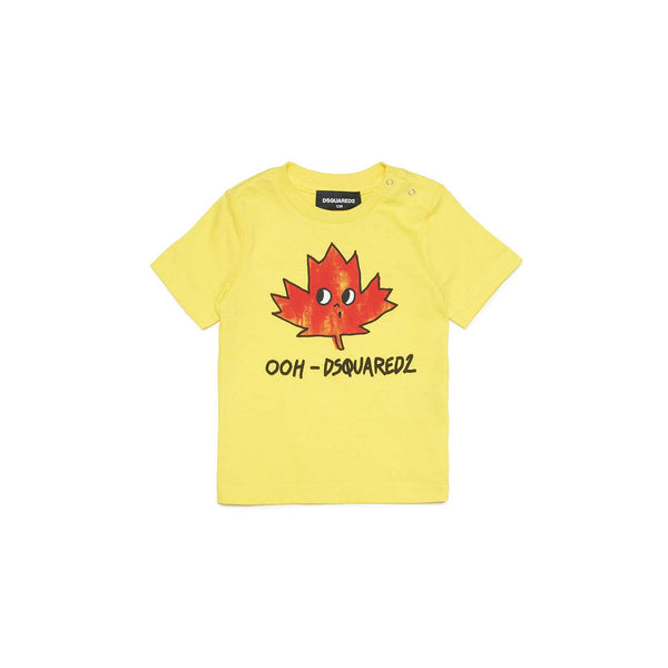 Yellow Logo Print Half Sleeves T-Shirt