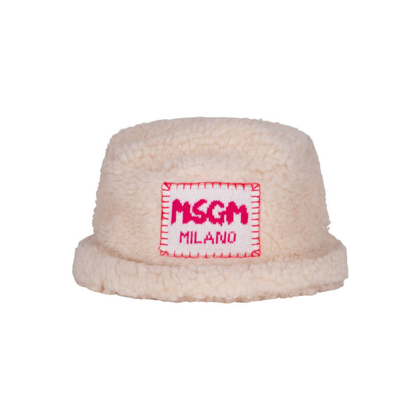 Girls Ivory Fleece Logo-patch Hat