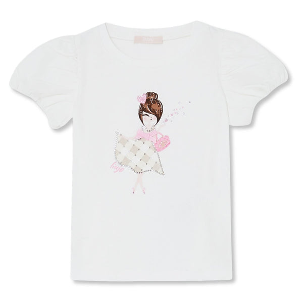 Girls White Gemstones-Graphic T-Shirt