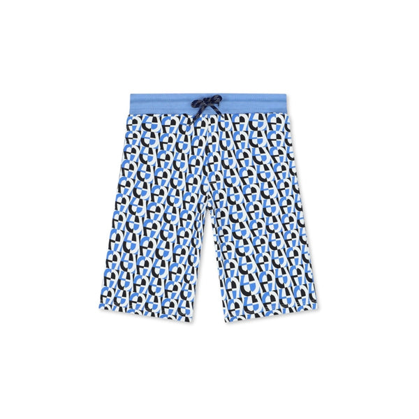 Boys White & Blue Logo-Print Shorts