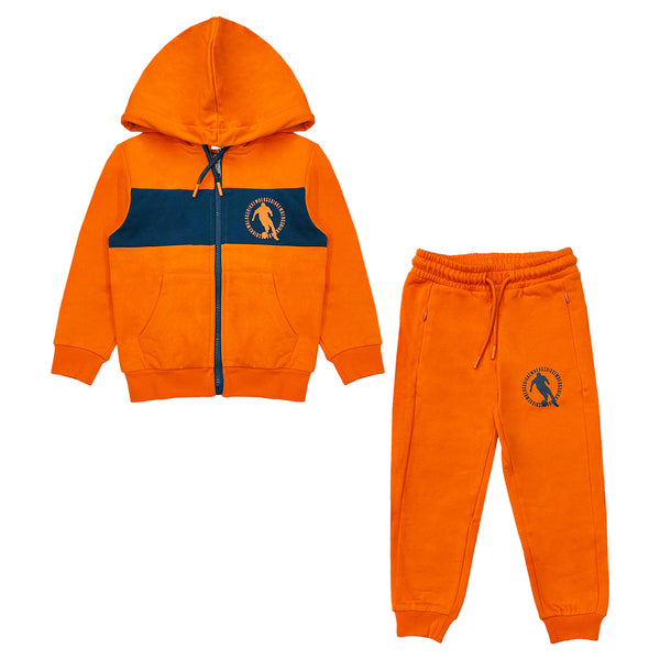 Boys Orange Logo-Print Tracksuit