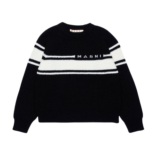 Unisex Black Wool-Blend Pullover Sweater