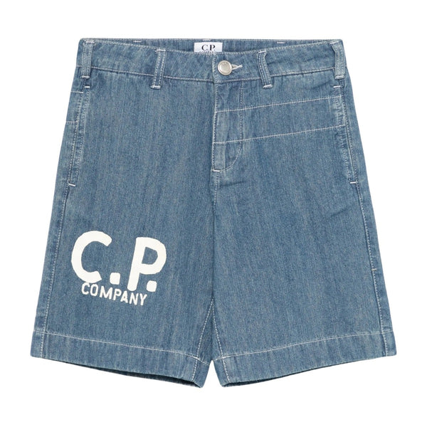 Boys Demin Blue Logo-Print Shorts