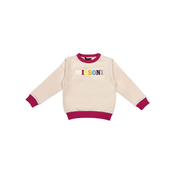 Girls Light Pink Cotton Logo Print Sweatshirt