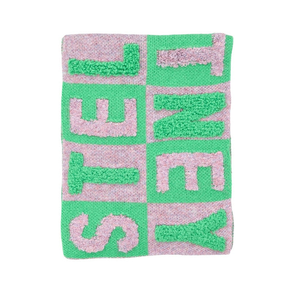 Girls Green & Pink Logo-Jacquard Scarves