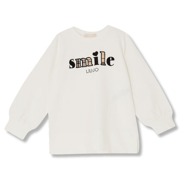 Baby Girls White Smile Logo-Print Sweatshirts