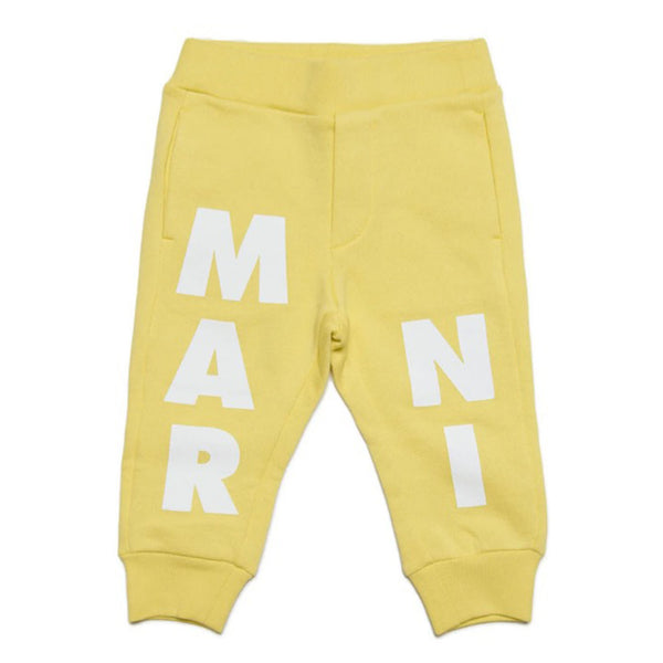 Yellow Cotton Joggers Trousers With Marni Logo