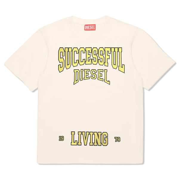 Unisex White Diesel-Print Cotton T-Shirt