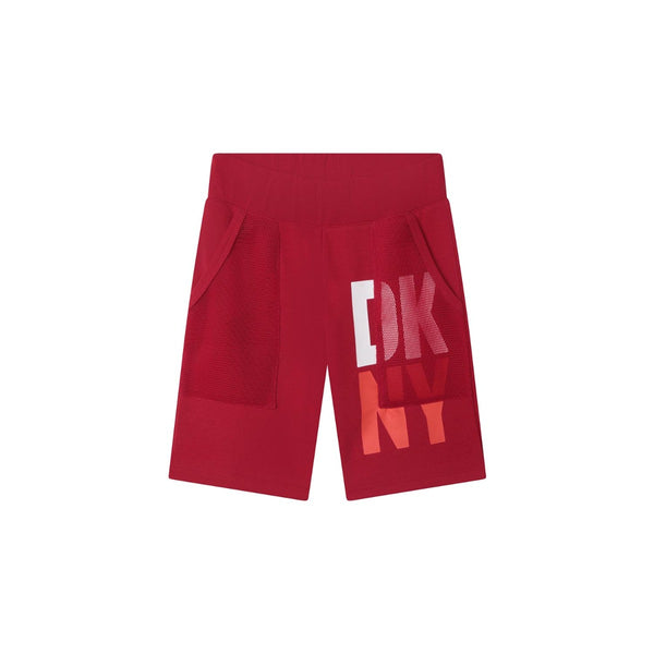 Boys Red Cotton Logo Shorts