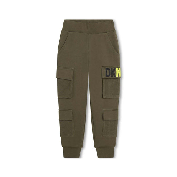 Boys Green Cotton Cargo Joggers