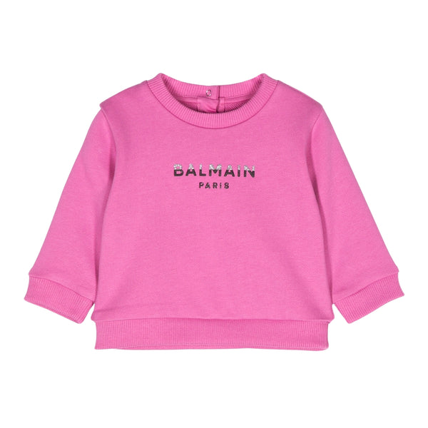 Baby Girls Pink Logo-Embossed Sweatshirt