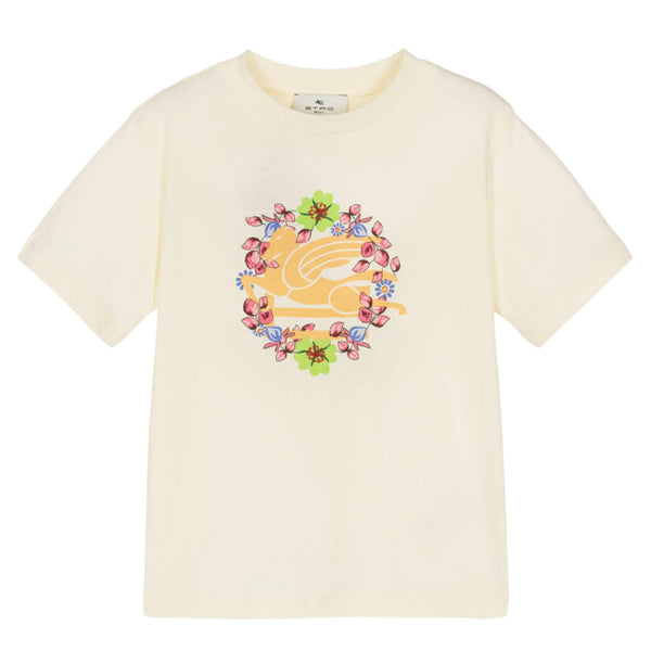 Girls Ivory Cotton Pegaso Logo T-Shirt