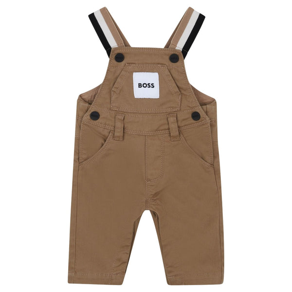 Baby Unisex Brown Logo Patch Overalls