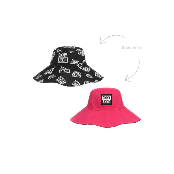 Girls Black and Pink Reversible Sun Hat