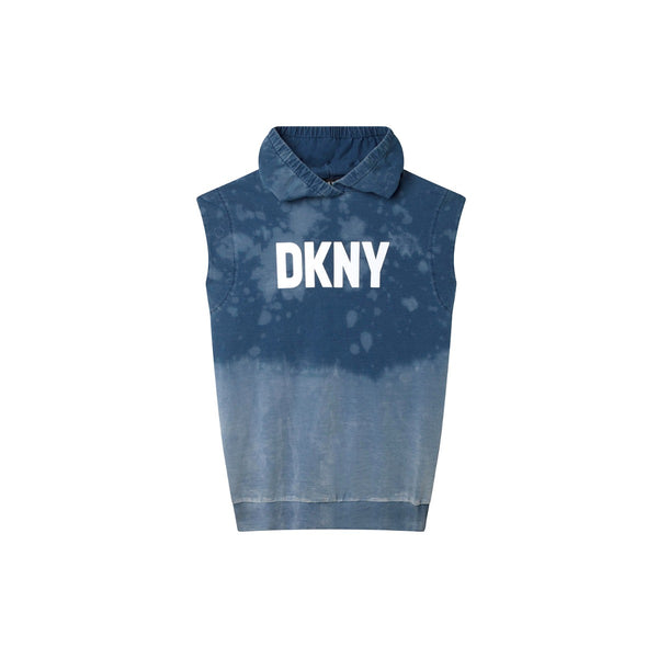 Girls Blue Sleeveless Hooded Dress
