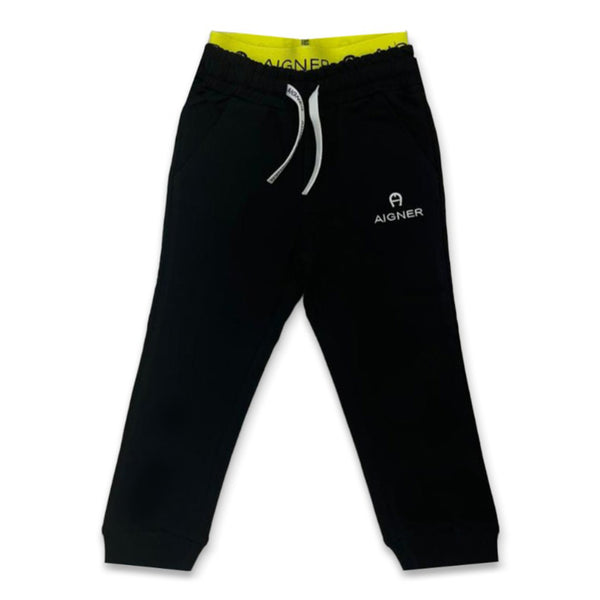Boys Black Cotton Logo Joggers
