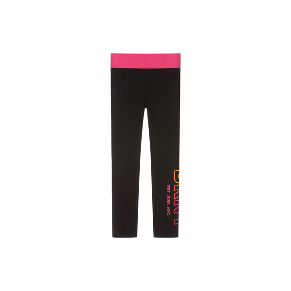Girls Black Cotton Logo Leggings
