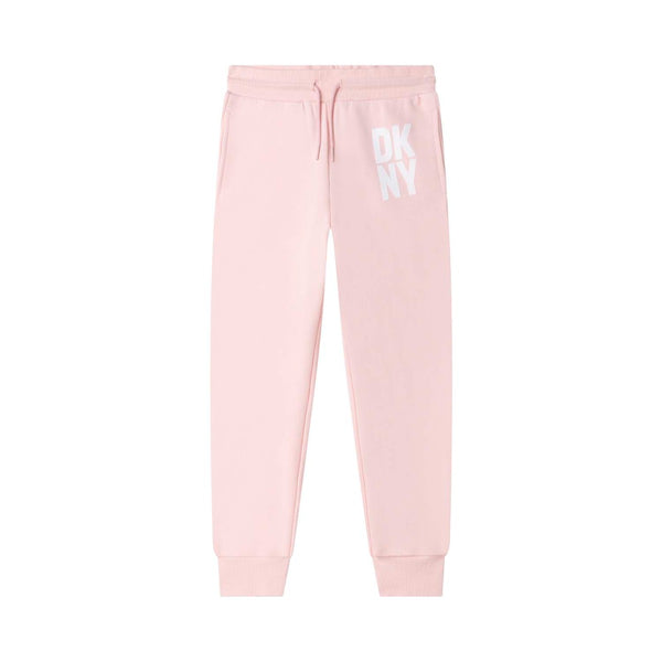Girls Pink Cotton Logo Joggers