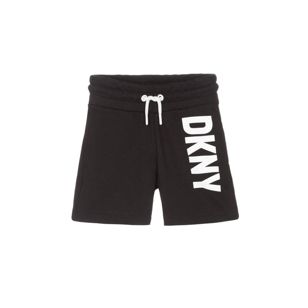 Unisex Black Cotton Logo Shorts