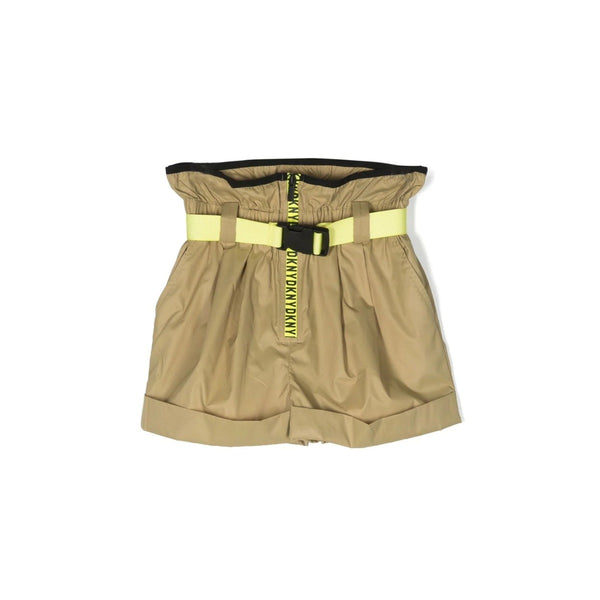 Girls Khaki Green and Yellow Cargo Shorts